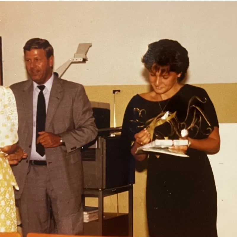 Sabine Böhling bei der Abschlussfeier ihrer Ausbildung 1986